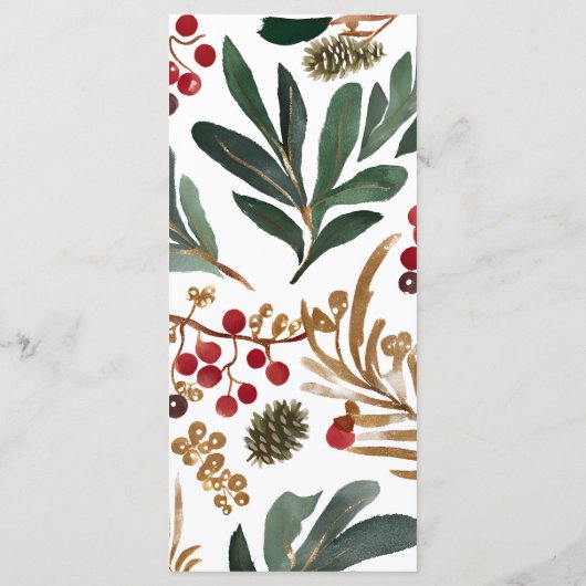 Frohe Weihnachten Wasserfarbe Winter Berry Non-Fot Menükarte (Rückseite)