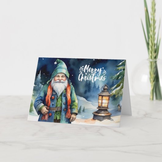 Frohe Weihnachten Wasserfarbe Winter Gnome (Vorderseite)