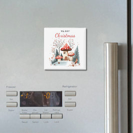 Frohe Weihnachten Wasserfarbe Winterwald Magnet