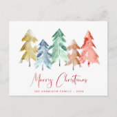 Frohe Weihnachten Wasserfarben Bäume Minimal Moder (Vorderseite)