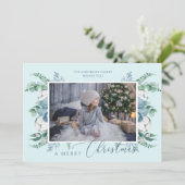 Frohe Weihnachten Wasserfarben Botanisches Foto Karte (Stehend Vorderseite)