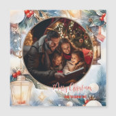 Frohe Weihnachten Wasserfarben Dekoratives Foto Magnetkarte (Vorderseite)