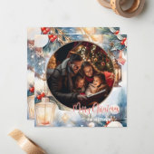 Frohe Weihnachten Wasserfarben Dekoratives Foto Mitteilungskarte (Vorderseite/Rückseite Beispiel)