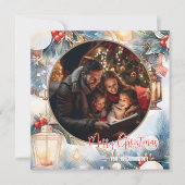 Frohe Weihnachten Wasserfarben Dekoratives Foto Mitteilungskarte (Vorderseite)