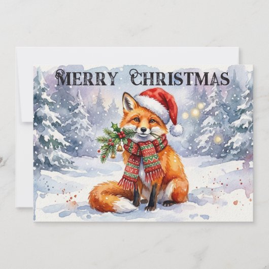 Frohe Weihnachten Wasserfarben Fuchs (Vorderseite)