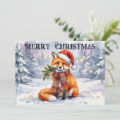 Frohe Weihnachten Wasserfarben Fuchs (Stehend Vorderseite)