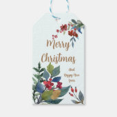 Frohe Weihnachten Wasserfarben Hollies und Berries Geschenkanhänger (Vorderseite)