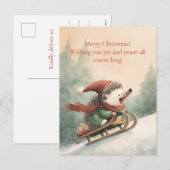 Frohe Weihnachten Wasserfarben-Igel (Vorne/Hinten)