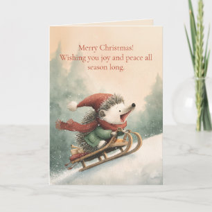 Frohe Weihnachten Wasserfarben-Igel 