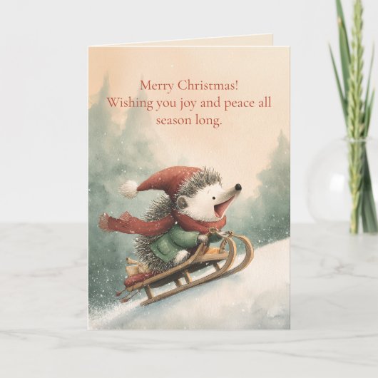 Frohe Weihnachten Wasserfarben-Igel (Vorderseite)