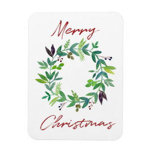 Frohe Weihnachten Wasserfarben-Kranz Magnet