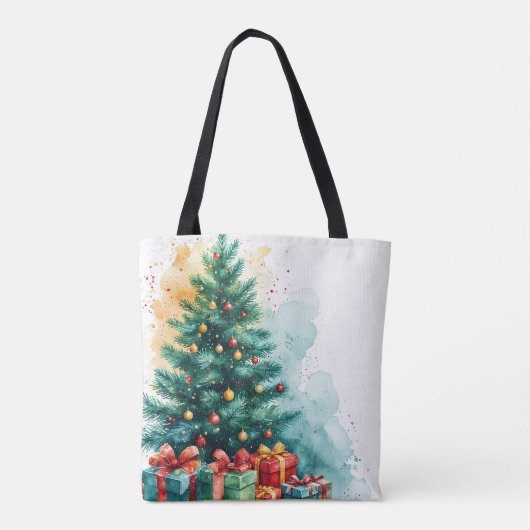 Frohe Weihnachten Wasserfarben Kunst Tasche (Rückseite)