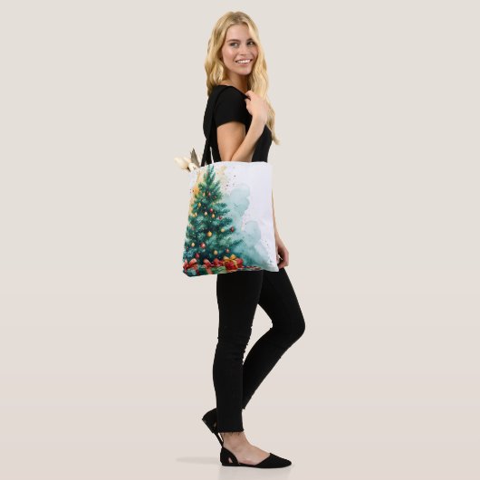 Frohe Weihnachten Wasserfarben Kunst Tasche (Am Model)