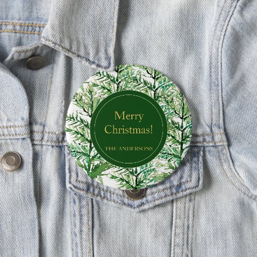 Frohe Weihnachten Wasserfarben Kunstbaum personali Button (Beispiel)