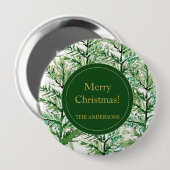 Frohe Weihnachten Wasserfarben Kunstbaum personali Button (Vorne & Hinten)