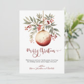 Frohe Weihnachten Wasserfarben Ornament Holly Berr (Stehend Vorderseite)