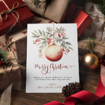 Frohe Weihnachten Wasserfarben Ornament Holly Berr