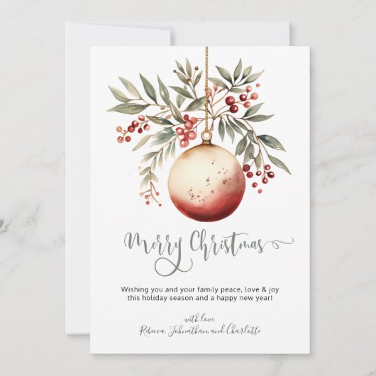 Frohe Weihnachten Wasserfarben Ornament Holly Berr (Vorderseite)