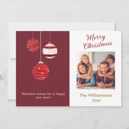 Frohe Weihnachten Wasserfarben Ornamente Foto Karte (Vorderseite)