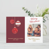 Frohe Weihnachten Wasserfarben Ornamente Foto Karte (Stehend Vorderseite)