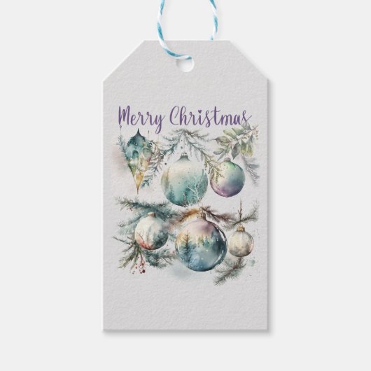 Frohe Weihnachten Wasserfarben Ornamente Geschenkanhänger (Vorderseite)