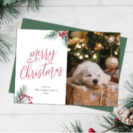 Frohe Weihnachten Wasserfarben Pine and Berries