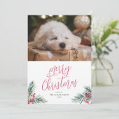 Frohe Weihnachten Wasserfarben Pine and Berries (Stehend Vorderseite)