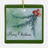 Frohe Weihnachten Wasserfarben Pine Bough Ornament (Vorderseite)
