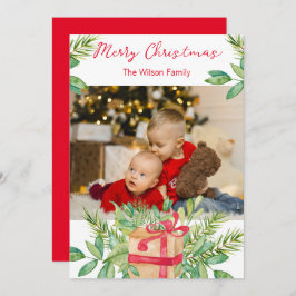 Frohe Weihnachten Wasserfarben Pine Family Foto Ca