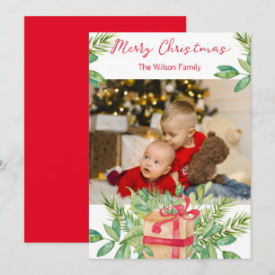 Frohe Weihnachten Wasserfarben Pine Family Foto Ca