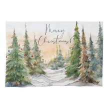 Frohe Weihnachten Wasserfarben Pine Trees