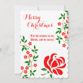 Frohe Weihnachten Wasserfarben Rote Rose Floral (Vorderseite)