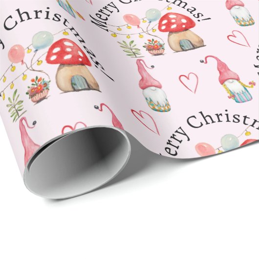 Frohe Weihnachten Wasserfarben und Pilze Geschenkpapier (Rolleneckpunkt)