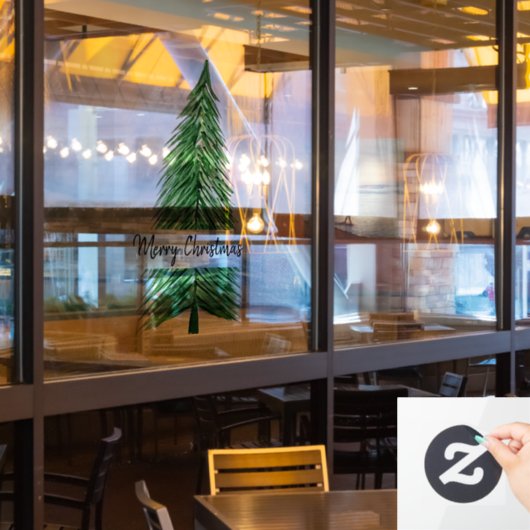 Frohe Weihnachten Wasserfarbenbaum Fensteraufkleber (Restaurantfenster)