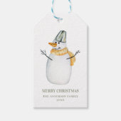 Frohe Weihnachten. Wasserfarbener niedlicher Schne Geschenkanhänger (Vorderseite)