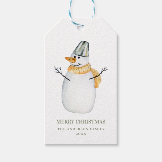 Frohe Weihnachten. Wasserfarbener niedlicher Schne Geschenkanhänger (Vorderseite)