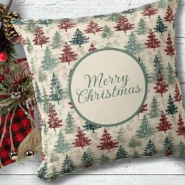 Frohe Weihnachten Wasserfarbenfrohe Grünwälder Bäu Kissen