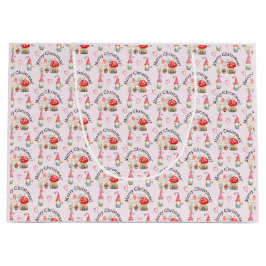 Frohe Weihnachten Wasserfarbengenom und Pilze Große Geschenktüte