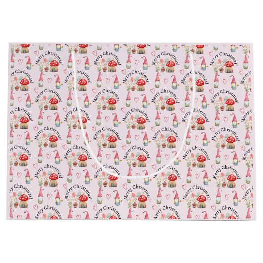 Frohe Weihnachten Wasserfarbengenom und Pilze Große Geschenktüte (Vorderseite)