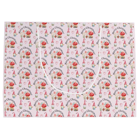 Frohe Weihnachten Wasserfarbengenom und Pilze Große Geschenktüte (Rückseite)