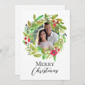 Frohe Weihnachten Wasserfarbengrün Couple Foto (Vorne/Hinten)