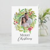 Frohe Weihnachten Wasserfarbengrün Couple Foto (Stehend Vorderseite)