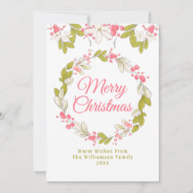 Frohe Weihnachten Wasserfarbenkrez und Berries