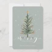 Frohe Weihnachten Wasserfarbenwald Evergreen Tree (Vorderseite)