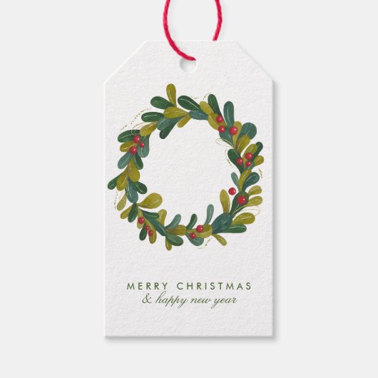 Frohe Weihnachten Wasserfarbenwelt Wreath Geschenkanhänger (Vorderseite)