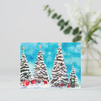 Frohe Weihnachten Watercolor Art Design Ankündigungspostkarte