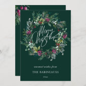 Frohe Weihnachten Watercolor Berry Wreath (Vorne/Hinten)