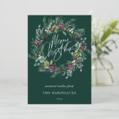 Frohe Weihnachten Watercolor Berry Wreath (Stehend Vorderseite)