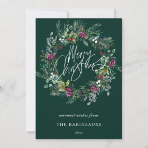 Frohe Weihnachten Watercolor Berry Wreath