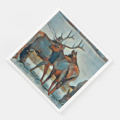 Frohe Weihnachten Watercolor Bull Elk Serviette (Ecke)